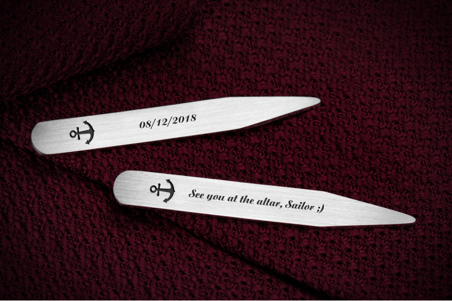 Engraved Collar Stays with handwriting